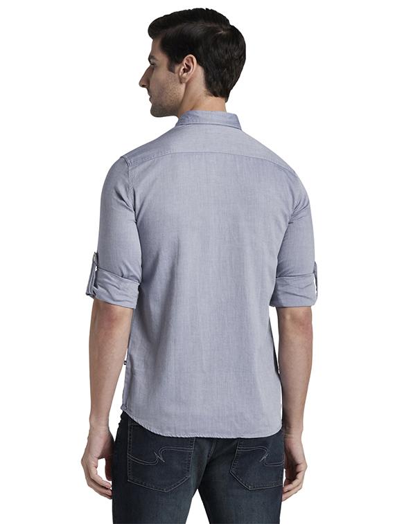 blue solid casual shirt - 17696785 - Zoom Image - 4