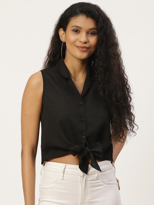 black solid regular shirt - 17697056 - Very Small Image - 1