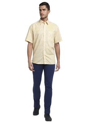 blue solid flat front casual trouser - 17697066 - Standard Image - 5