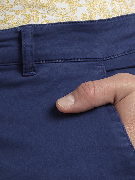 blue solid flat front casual trouser - 17697066 - Zoom Image - 6