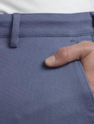 blue solid flat front casual trouser - 17697086 - Standard Image - 6