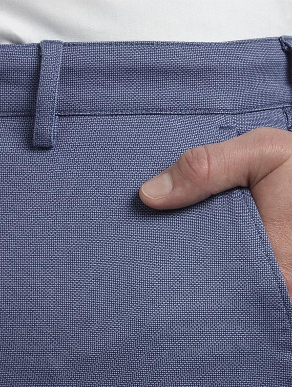 blue solid flat front casual trouser - 17697086 - Zoom Image - 6