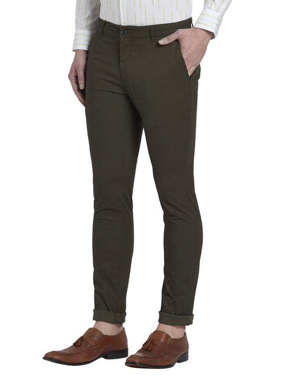 olive green textured chinos - 17697095 - Zoom Image - 2