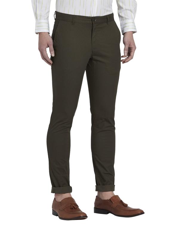 olive green textured chinos - 17697095 - Zoom Image - 3