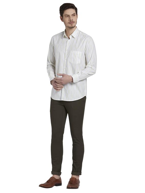 olive green textured chinos - 17697095 - Zoom Image - 5