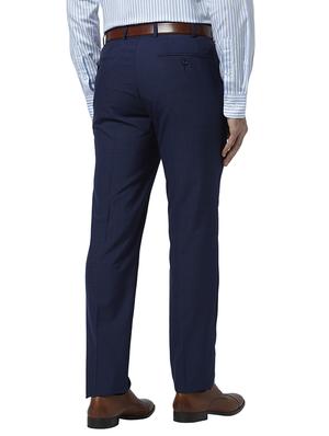 navy blue solid flat front formal trouser - 17697187 - Standard Image - 3