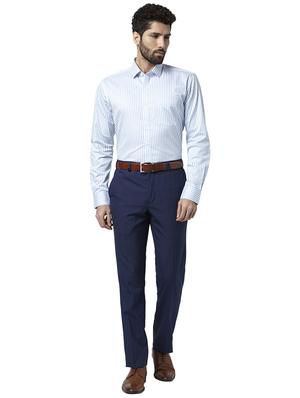 navy blue solid flat front formal trouser - 17697187 - Standard Image - 4