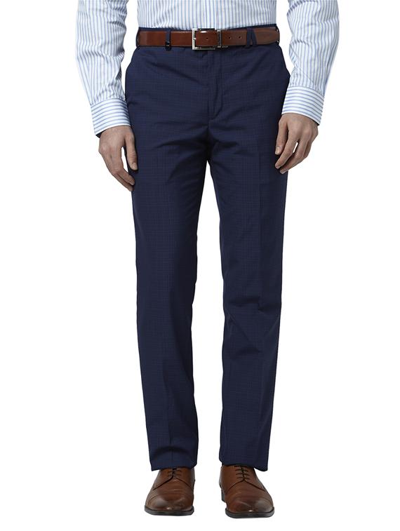 navy blue solid flat front formal trouser - 17697187 - Zoom Image - 1