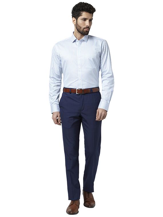 navy blue solid flat front formal trouser - 17697187 - Zoom Image - 4
