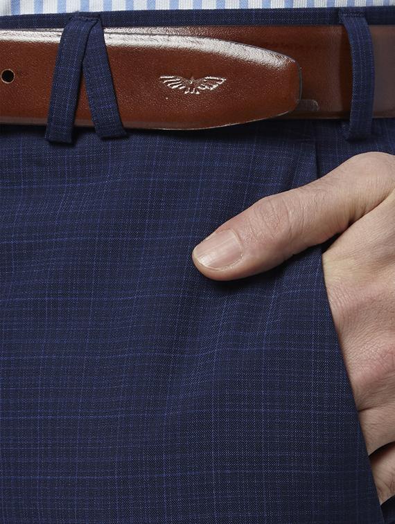 navy blue solid flat front formal trouser - 17697187 - Zoom Image - 5