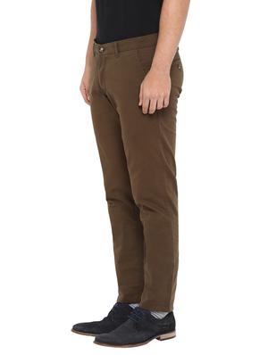 brown solid flat front casual trouser - 17697286 - Standard Image - 2