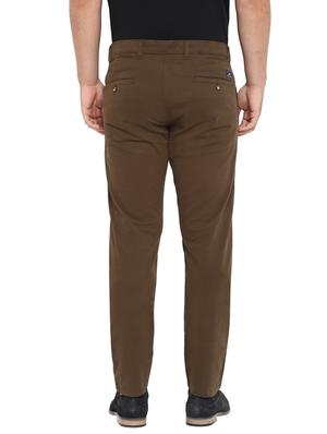 brown solid flat front casual trouser - 17697286 - Standard Image - 4