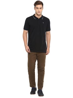 brown solid flat front casual trouser - 17697286 - Standard Image - 5