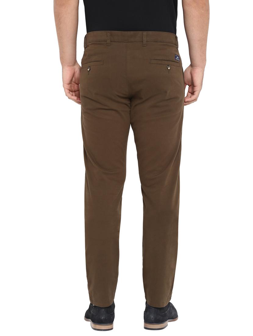brown solid flat front casual trouser - 17697286 - Zoom Image - 4
