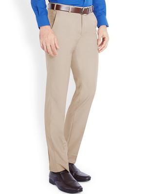 beige solid flat front formal trouser - 17697344 - Standard Image - 2