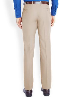beige solid flat front formal trouser - 17697344 - Standard Image - 3