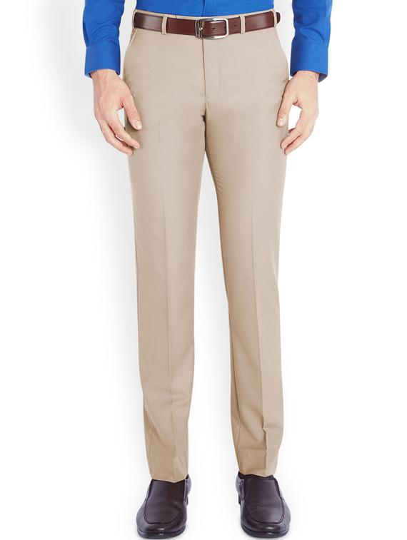 beige solid flat front formal trouser - 17697344 - Zoom Image - 1