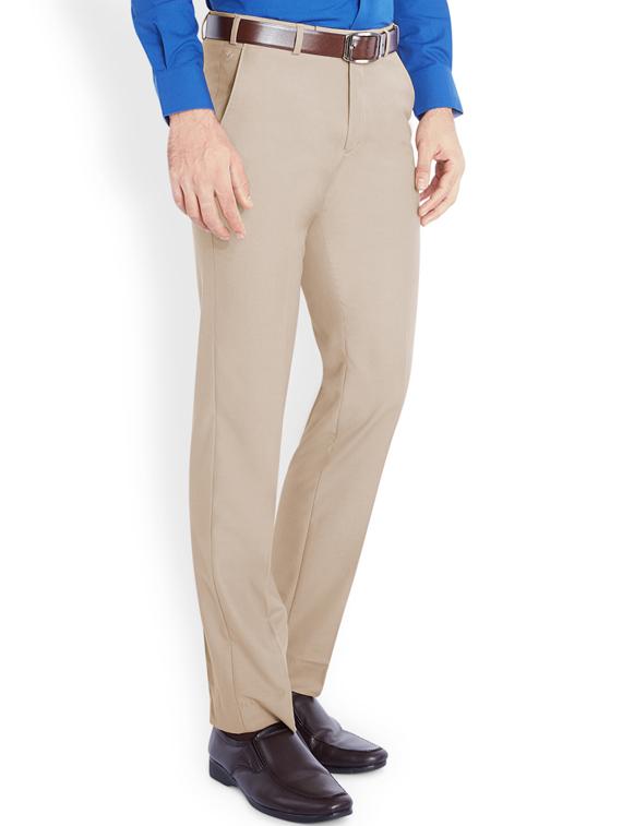 beige solid flat front formal trouser - 17697344 - Zoom Image - 2