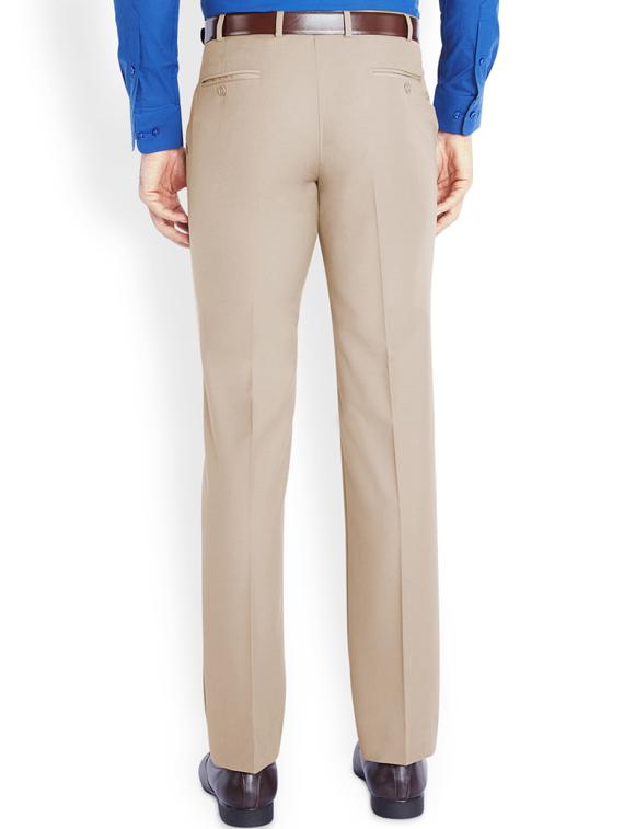 beige solid flat front formal trouser - 17697344 - Zoom Image - 3