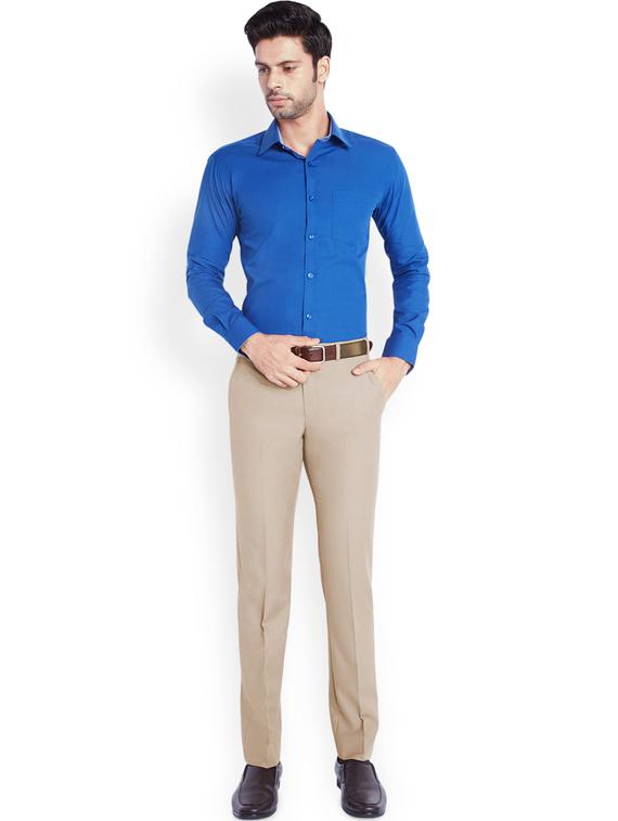 beige solid flat front formal trouser - 17697344 - Zoom Image - 4