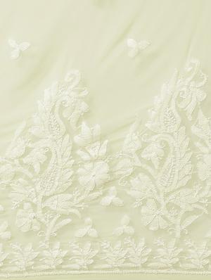 ada hand-embroidered lemon chikankari saree with blouse - 17697471 - Standard Image - 4