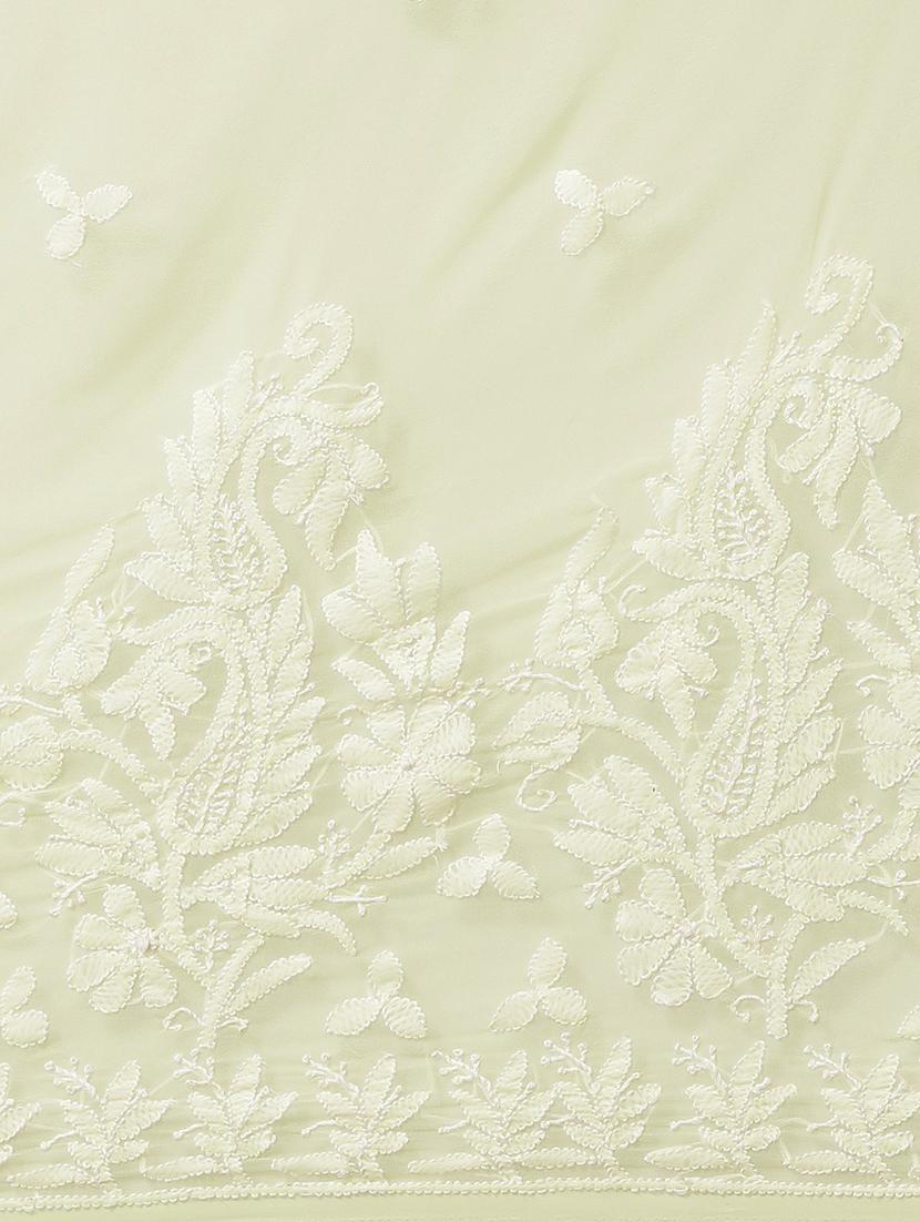 ada hand-embroidered lemon chikankari saree with blouse - 17697471 - Zoom Image - 4