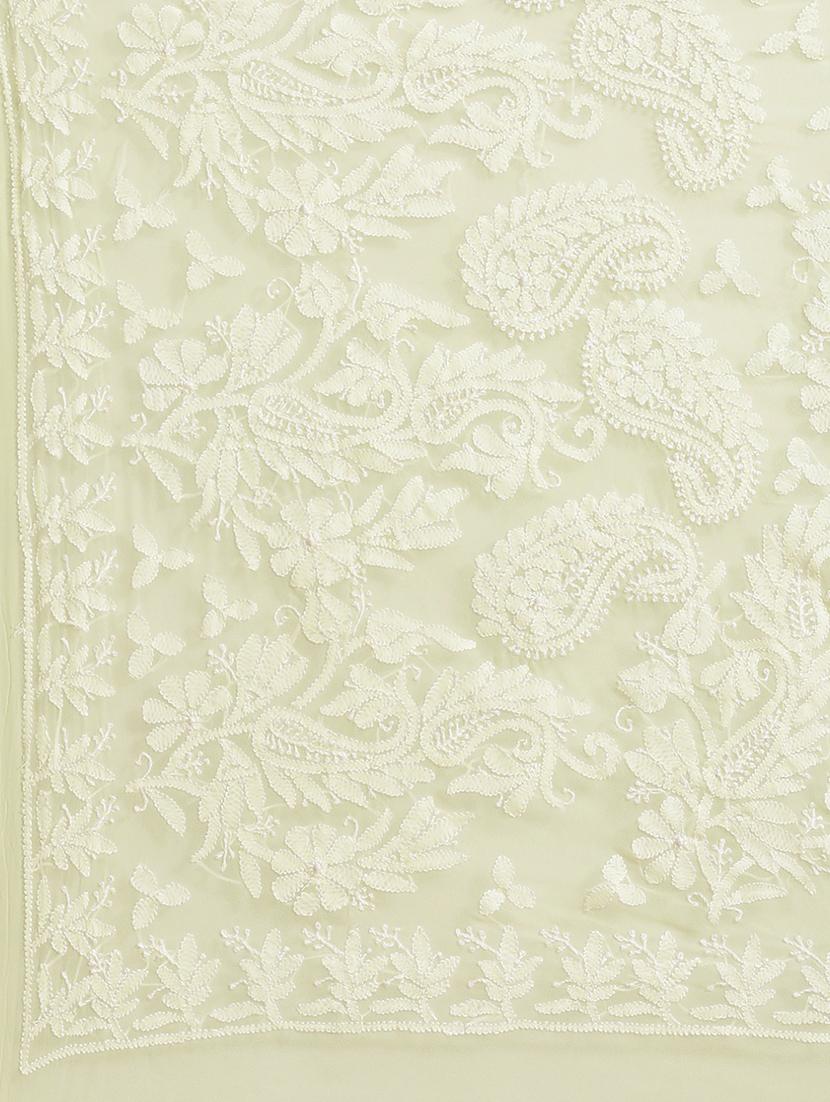 ada hand-embroidered lemon chikankari saree with blouse - 17697471 - Zoom Image - 5
