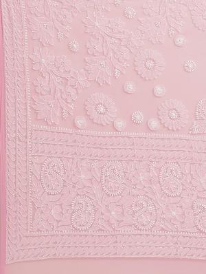 ada hand-embroidered pink chikankari saree with blouse - 17697477 - Standard Image - 5