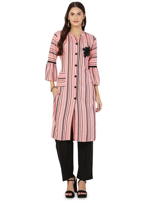 peach rayon kurta palazzo set - 17697480 - Standard Image - 1