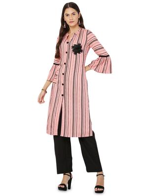 peach rayon kurta palazzo set - 17697480 - Standard Image - 2