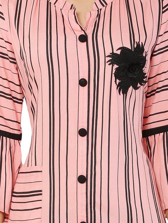 peach rayon kurta palazzo set - 17697480 - Zoom Image - 4