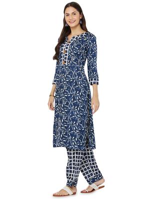 navy rayon kurta palazzo set - 17697481 - Standard Image - 2