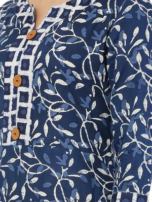 navy rayon kurta palazzo set - 17697481 - Standard Image - 4