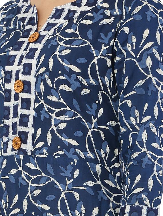 navy rayon kurta palazzo set - 17697481 - Zoom Image - 4