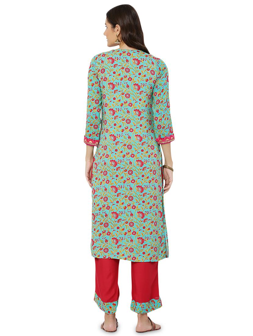 floral kurta palazzo set - 17697483 - Zoom Image - 3