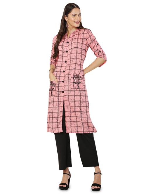 peach rayon kurta palazzo set - 17697486 - Standard Image - 1