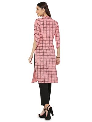 peach rayon kurta palazzo set - 17697486 - Standard Image - 3