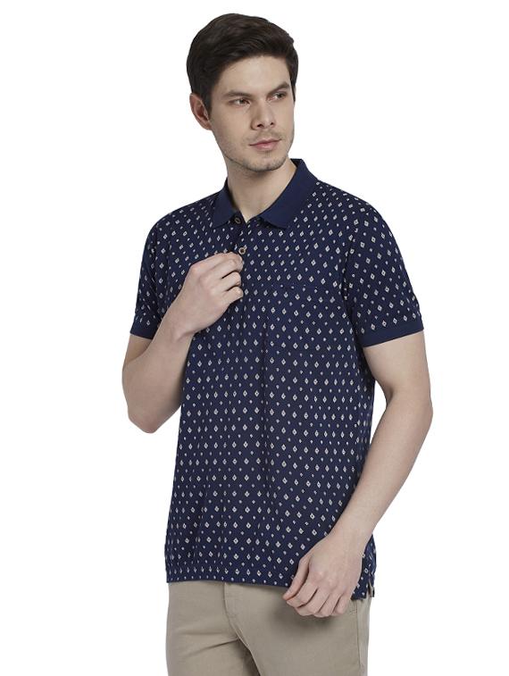 blue printed polo t-shirt - 17697611 - Zoom Image - 2