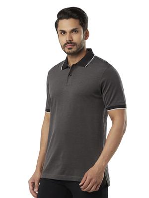 grey solid polo t-shirt - 17697684 - Standard Image - 2