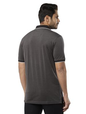 grey solid polo t-shirt - 17697684 - Standard Image - 3