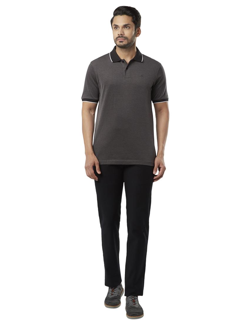 grey solid polo t-shirt - 17697684 - Zoom Image - 4