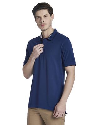 blue solid polo t-shirt - 17697839 - Standard Image - 2