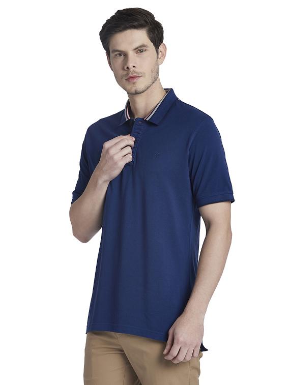 blue solid polo t-shirt - 17697839 - Zoom Image - 2