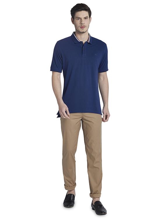 blue solid polo t-shirt - 17697839 - Zoom Image - 4