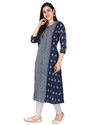 indigo a-line kurta - 17697930 - Standard Image - 2