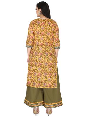 yellow floral printed straight kurta - 17697933 - Standard Image - 3