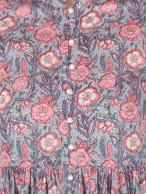 peach floral flared kurta - 17697935 - Standard Image - 4