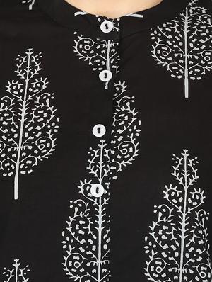 black cotton straight kurta - 17697943 - Standard Image - 5
