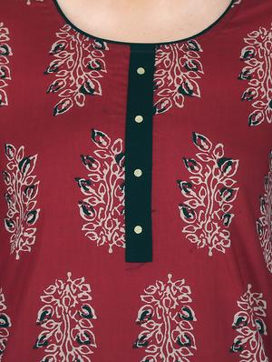 red cotton straight kurta - 17697944 - Standard Image - 5