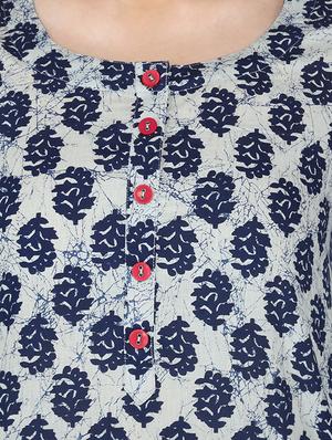 blue cotton straight kurta - 17697945 - Standard Image - 5